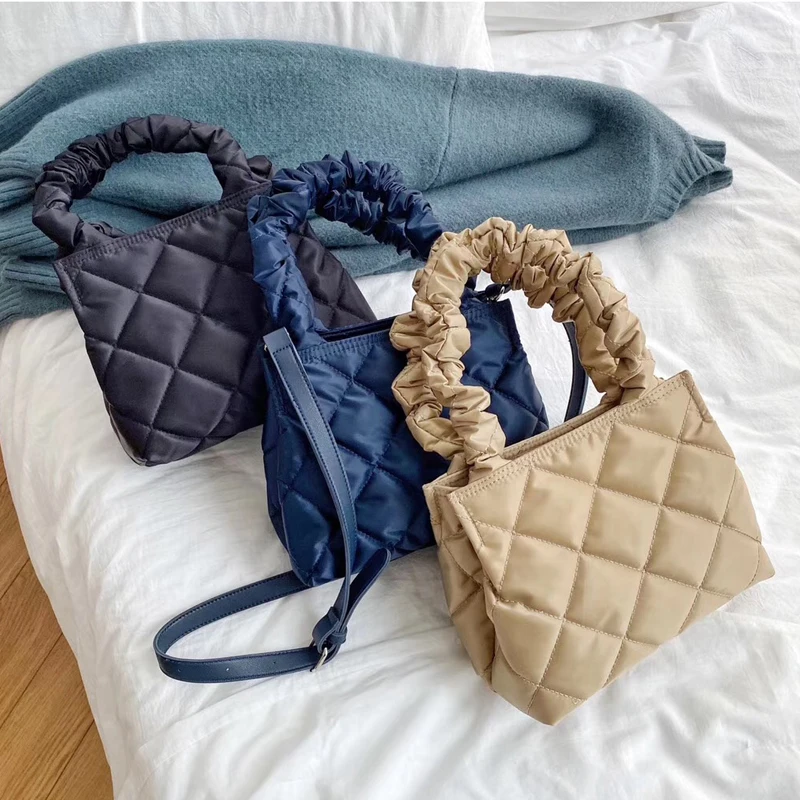 Зимние Роскошные женские сумки брендовая дизайнерская стеганая нейлоновая