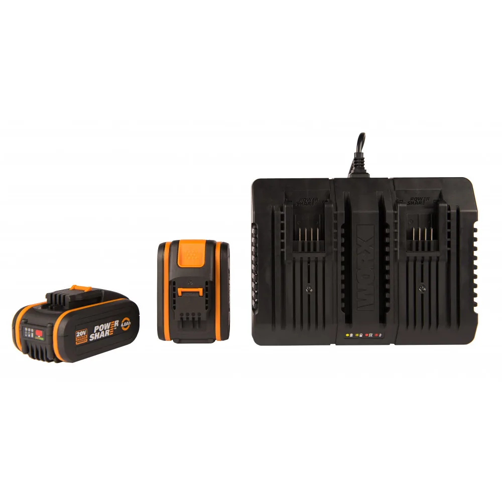 Комплект WORX WA3611: Двойное зарядное устройство WA3883 2*2A 20В 2 Аккумулятора WA3553 4А*ч