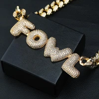 1 new fashion heavy custom name bubble letters chain pendants necklace charm mens cz hip hop jewelry with tennis chain for gift