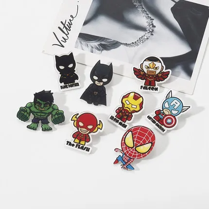 Мстители DC герой брошка мультфильм симпатичный значок Супермен Человек-паук Железный человек Бэтмен Халк булавка сумка аксессуары для женщин