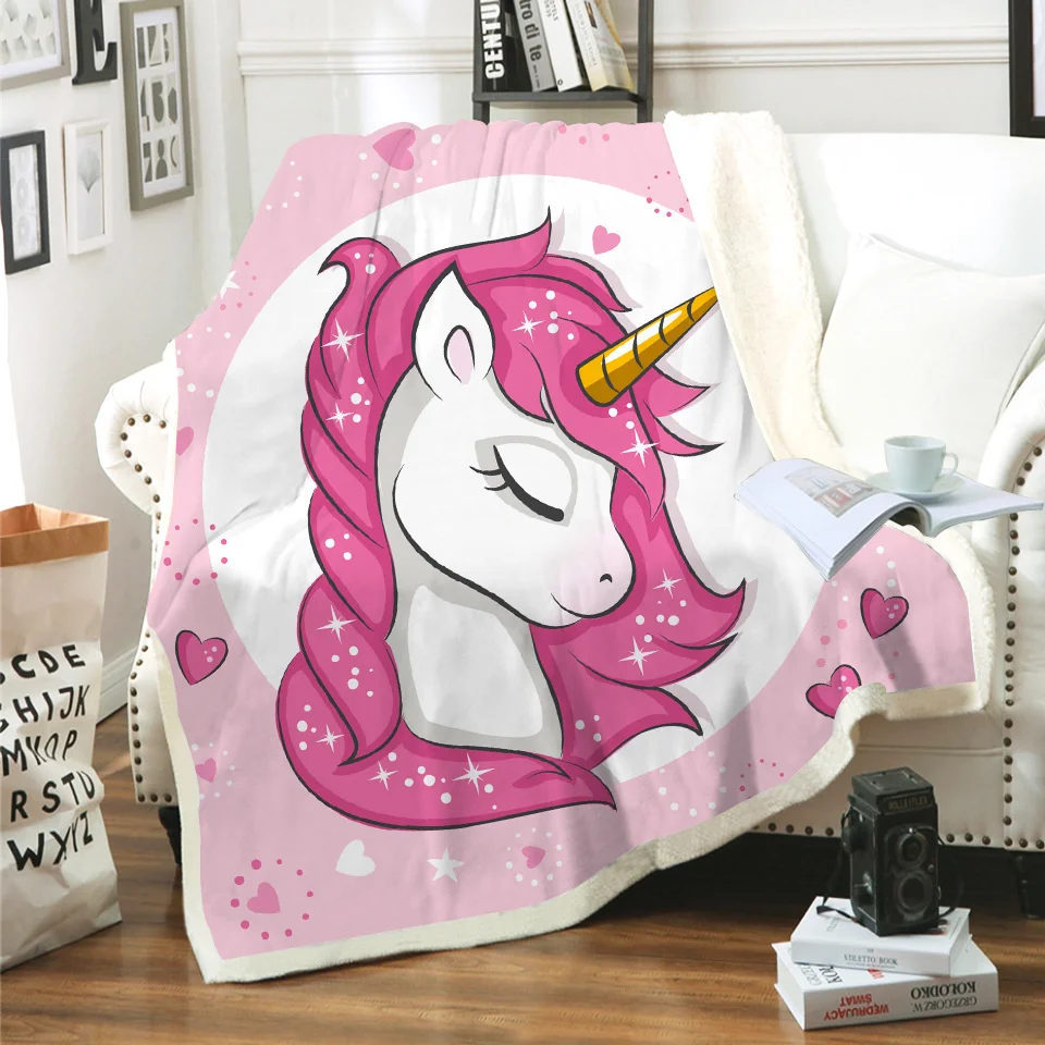 Одеяло из шерпы с 3D принтом единорога лошади покрывало на диван постельное белье