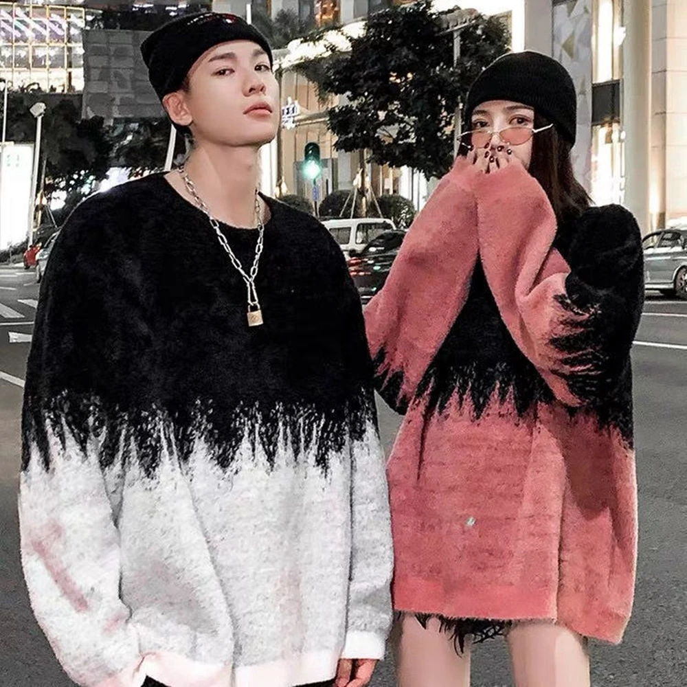 

Мужской текстурный свитер премиум-класса, Свободный пуловер с круглым вырезом и длинным рукавом, Модный Свитер оверсайз для пар, Осень-зима