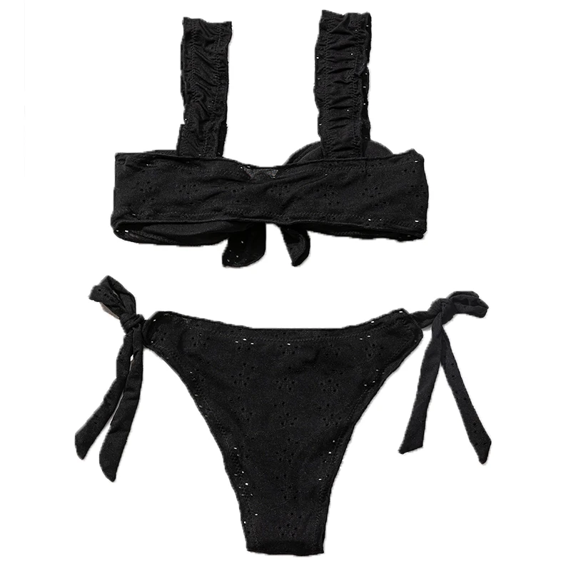 

Sexy Pink Bikini 2021 Bow Knot Swimsuit Female Strappy Bandeau Swimwear Women Two-piece Bikini Set Bather Brazilian Bathing Suit