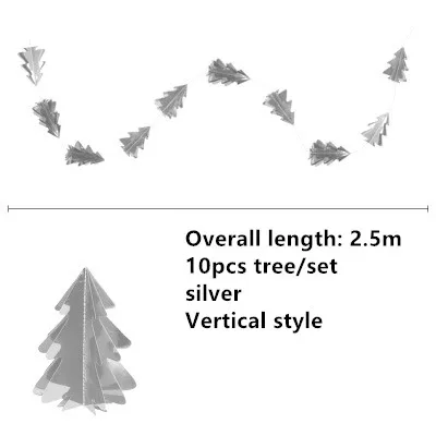 style 1 silver Натальные 3D Бумага Рождественская елка декоративные гирлянды кулон Ноэль украшения Рождественские украшения для дома Новогодний Декор Navidad поставка - Цвет: style 1 silver