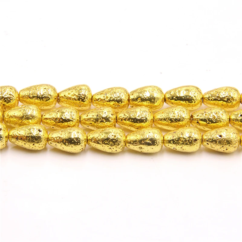 Натуральный лавовый камень капли воды бусины ручной работы золотой серебряный