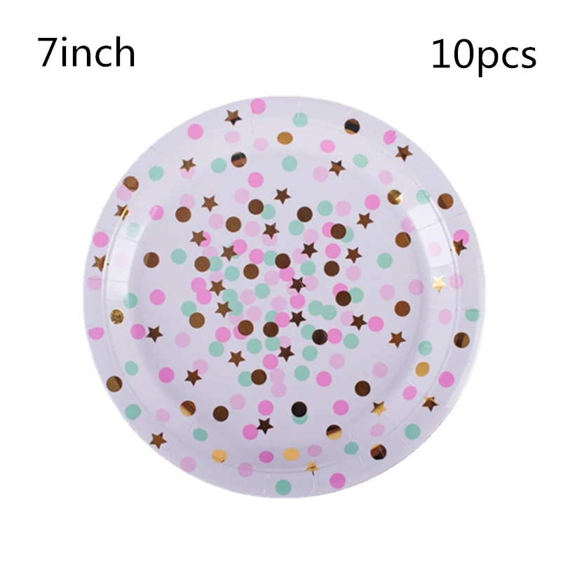 10pcs plate LISM 40 шт./компл. Красочные Dot бумажные чашки и тарелки Декор на свадьбу День рождения Baby Shower фестиваль для детей столовая посуда все для праздника - Цвет: 10pcs plate