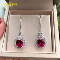 jewepisode new trend ruby drop earrings for women solid 925 sterling silver earrings wedding fine jewelry gift drop shipping