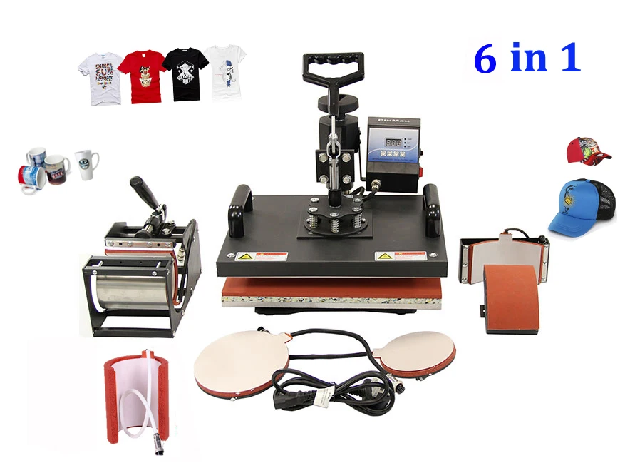 Multifunctional Sublimation Heat Press Machine 6 in 1 for Cap Mug Plates T-shirts Printing | Инструменты