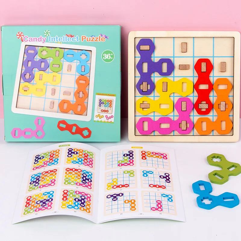 Brinquedos de Madeira Crianças Tetris Jigsaw Board Geométrica Combinando Tangram Jogo Educacional Brinquedos Lógica Pensamento Formação Cor