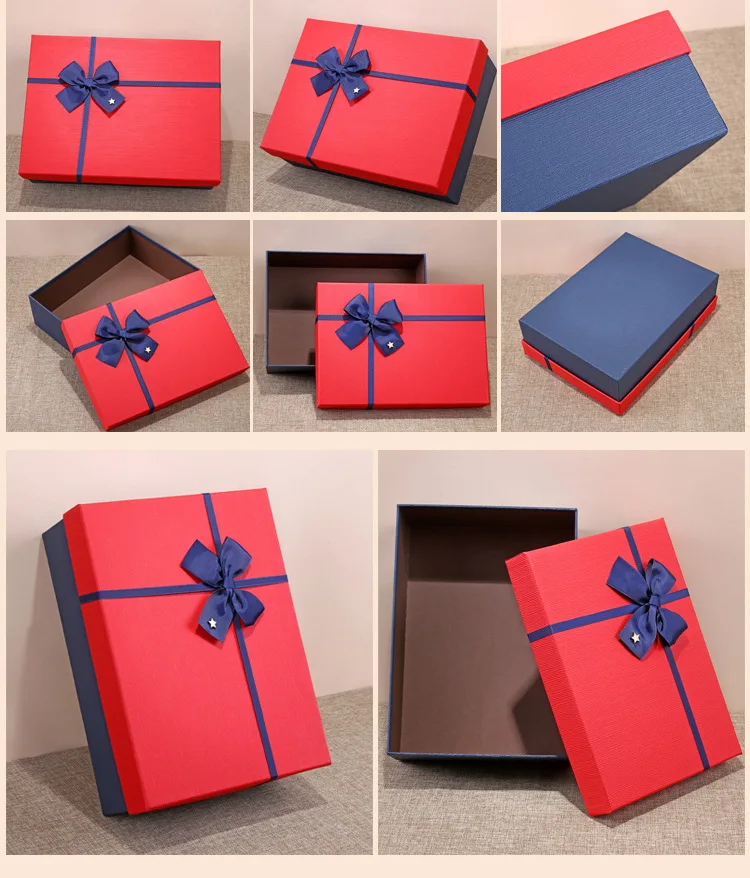 Новая модная Рождественская синяя красная прямоугольная Подарочная коробка с