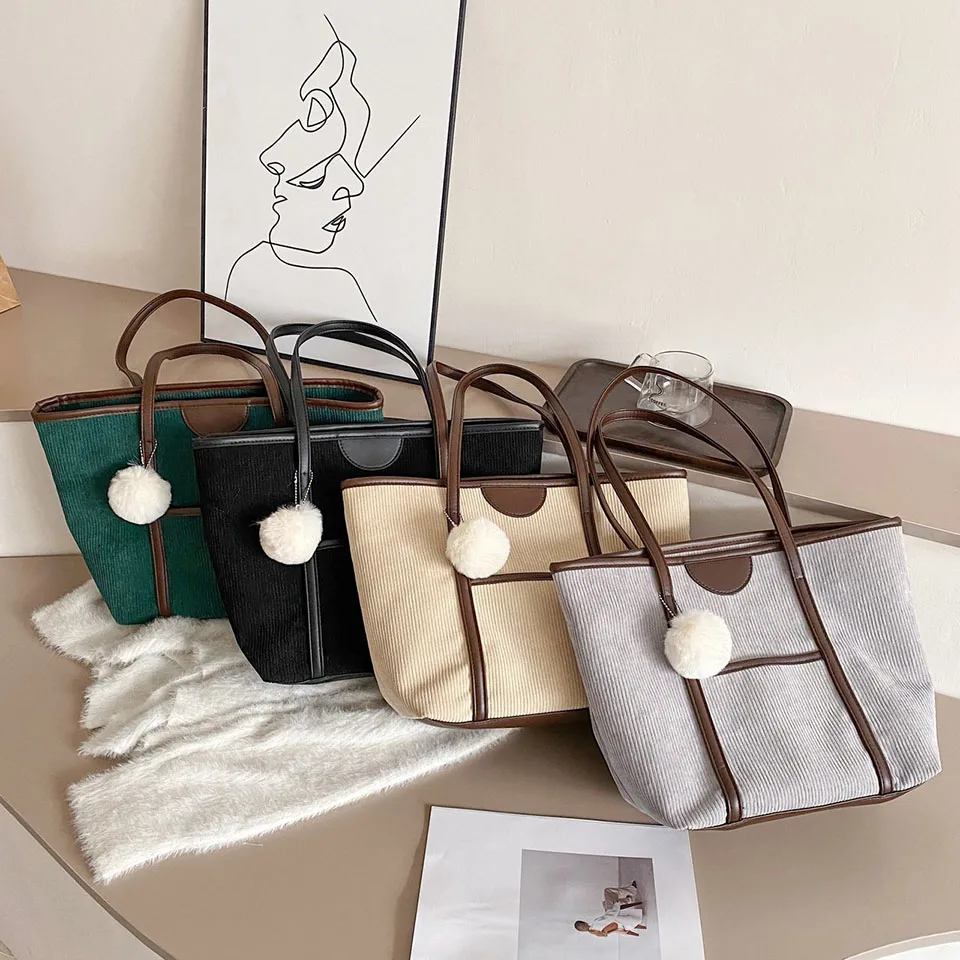 

Ladies Canvas Shoulder Bag High Capacity Solid Color Black Handbag Women Fashion Striped Luxury Designer Shopping Tote Bags