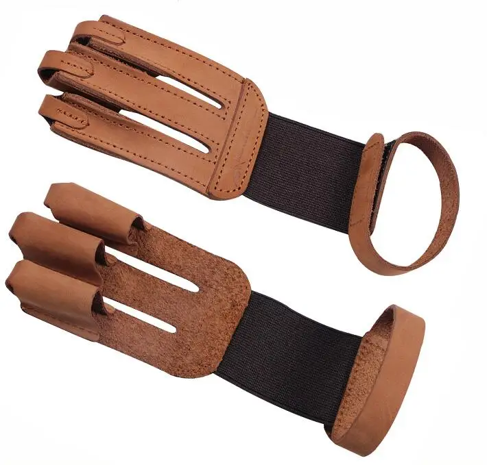 Защитная перчатка для стрельбы из лука с 3 защитными пальцами коровьей кожи