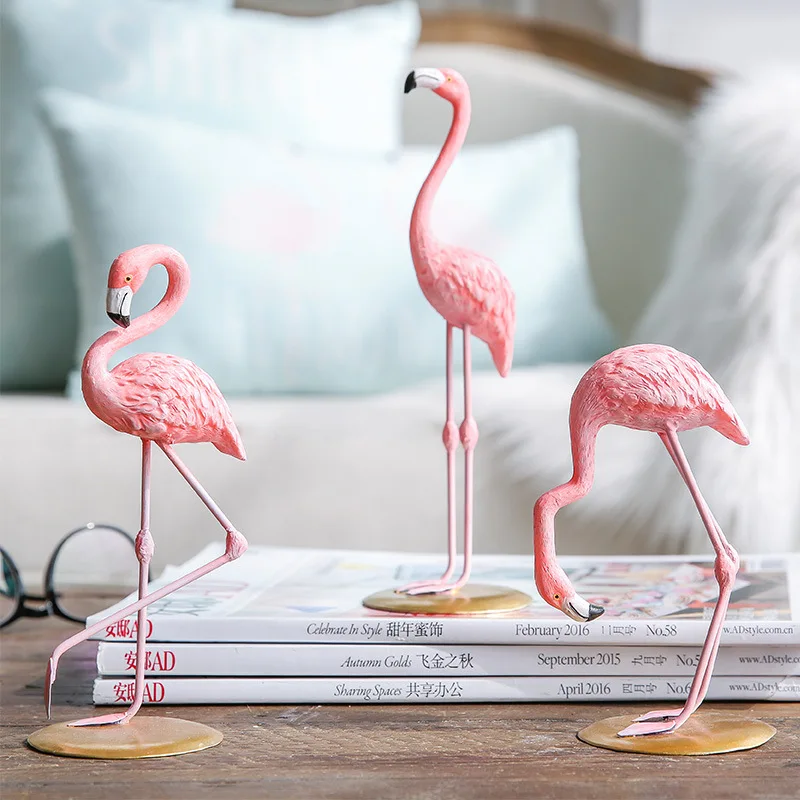 Nordic creative decoration desktop ins flamingo resin cute animal bedroom living room | Дом и сад