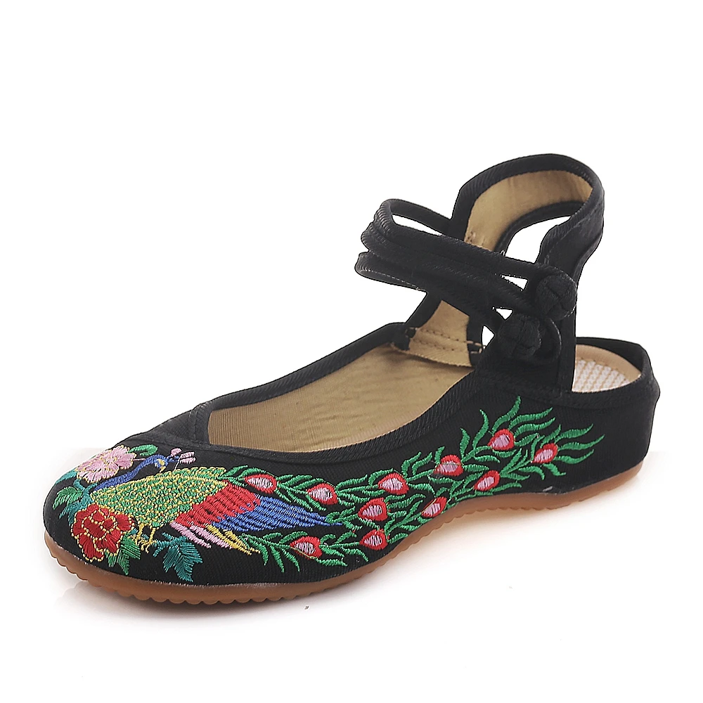 Женские ботинки ручной работы Veowalk Винтажные на плоской подошве с вышивкой