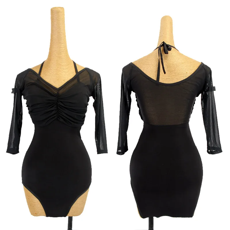 

New Latin Dance Tops Professional Modern Standard Dance Practice Jumpsuit Rumba Long Sleeve Sexy Shirt Samba Outfits DQL6545