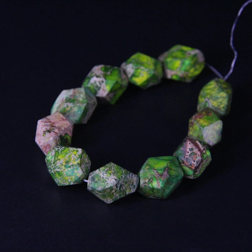 Approx11 шт./нитка ограненные бусины самородки в виде зеленых морских осводов