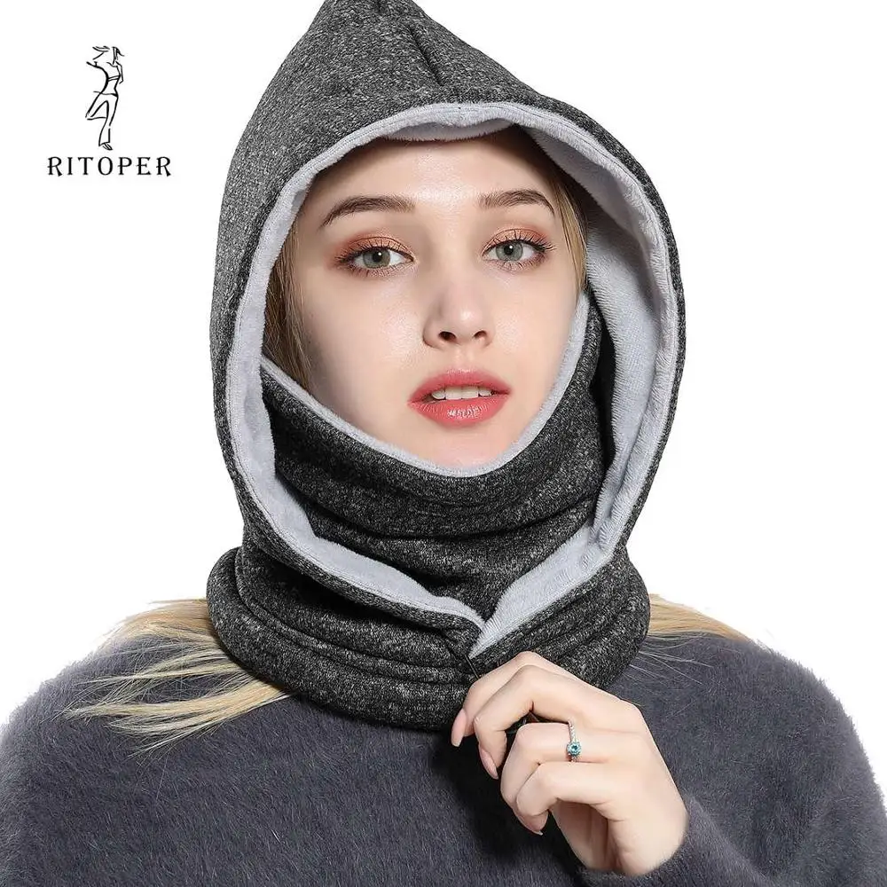 BlackWhite RITOPER женские ветроустойчивый сноуборд Skullies Face Beanies мужские утолщенные Балаклавы флисовые зимние шапки головной убор теплая шапка для сноубординга - Цвет: BlackWhite
