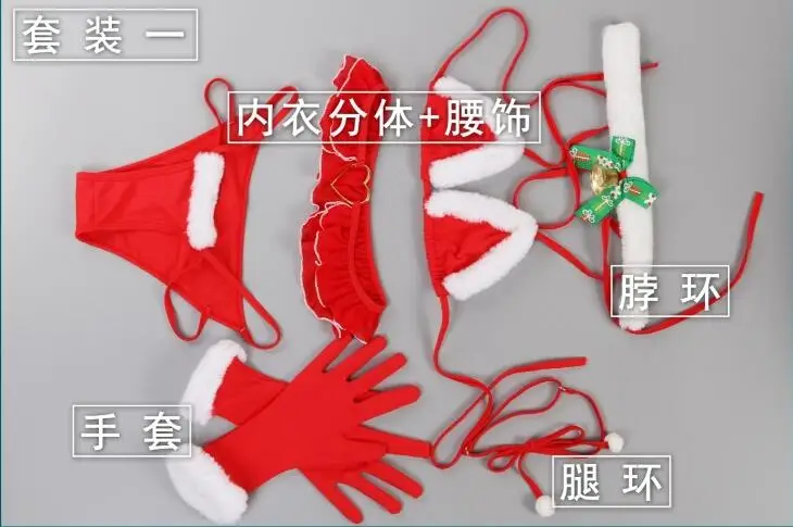 

New Year/Christmas Underwear Dress Outfit Cosplay Costumes Cute Sexy Red Bikini Suit Female Christmas/ Party Show Hot Selling