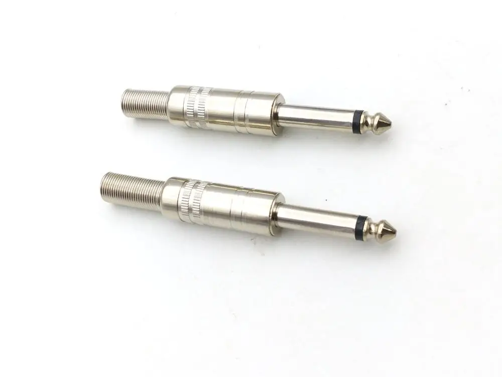 100 шт. металлический моно штекер 6 35 мм с пружинным кабелем защитный припой