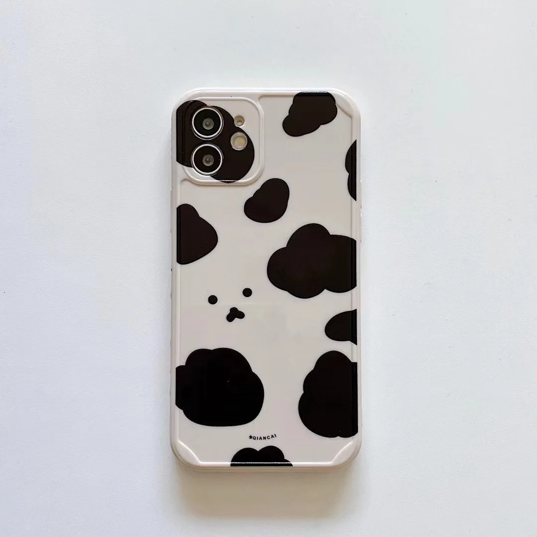 

INS cute cartoon spoof cow funny bear side phone case for iPhone 11 12 pro MAX Xs MINI Xr X 7 8plus soft TPU back cover