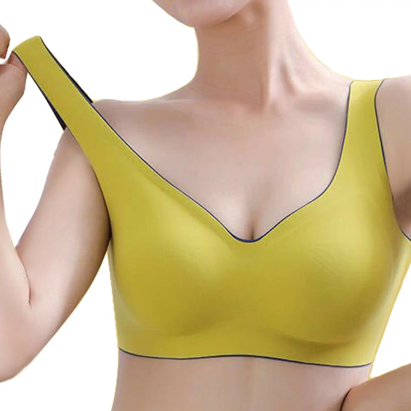 

New Everyday Women Bra Seamless Push Up Padded Back Closure Wire Free One-Piece Colorful Solid Non-adjusted Straps Smooth Plunge