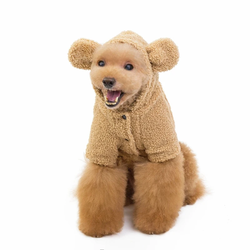 Милое пальто для собак в форме медведя флисовая одежда женская зимняя куртка