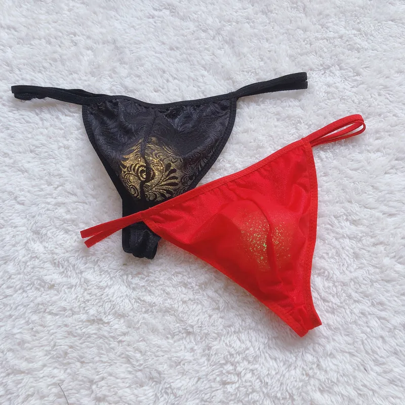 10pcs  Korean and Japanese New Men's Thong Sexy Lace Mesh Transparent Temptation Sexy Ice Silk Thin Belt T-Back