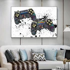 Абстрактное граффити искусство PlayStation контроллер Холст Картина плакаты игровой тематики и печать Настенная картина для декора гостиной