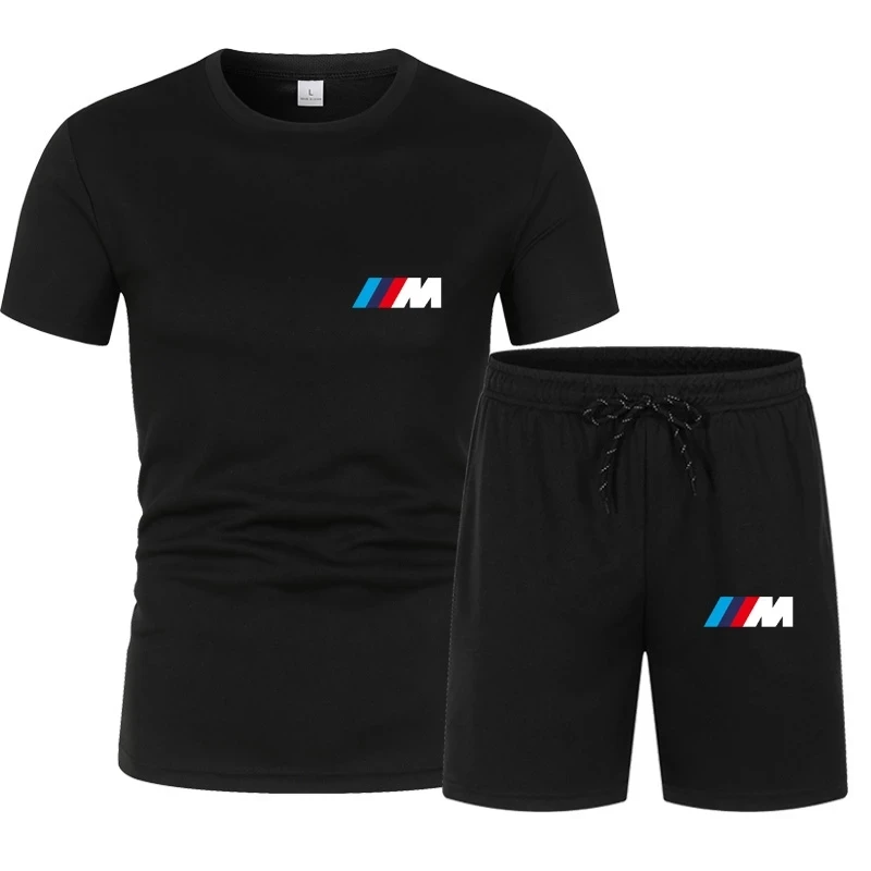 

2021 BMW Fashion Casual Sportswear Summer Letter Printing Suit Men's Jogging Suit Fitness Clothes Men's T-shirt + Pants 2-piece