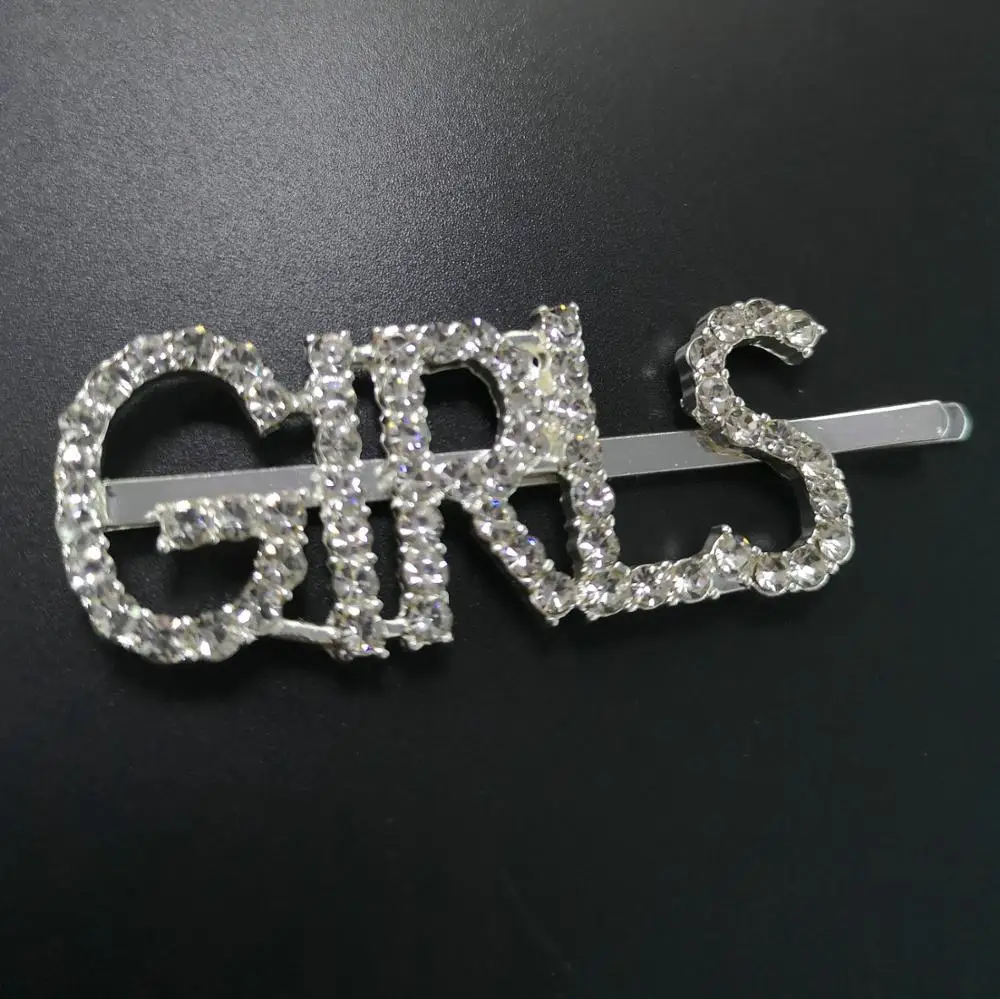 GIRLS Свадебные буквы со стразами, заколки для волос, не скользящие, блестящие, металлические, серебристые, с именем, заколки для волос, шикарные свадебные аксессуары для волос - Окраска металла: GIRLS