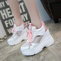 casual womens shoes breathable mesh shoes 10cm thick bottom slope heels new summer sneakers zapatillas deportivas mujer