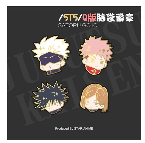 

Anime Jujutsu Kaisen Kugisaki Nobara Gojo Satoru Q Version Metal Badge Button Brooch Pins Collection Medal Pendant Souvenir Toy