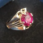 Женское кольцо с красным кристаллом, в стиле ретро