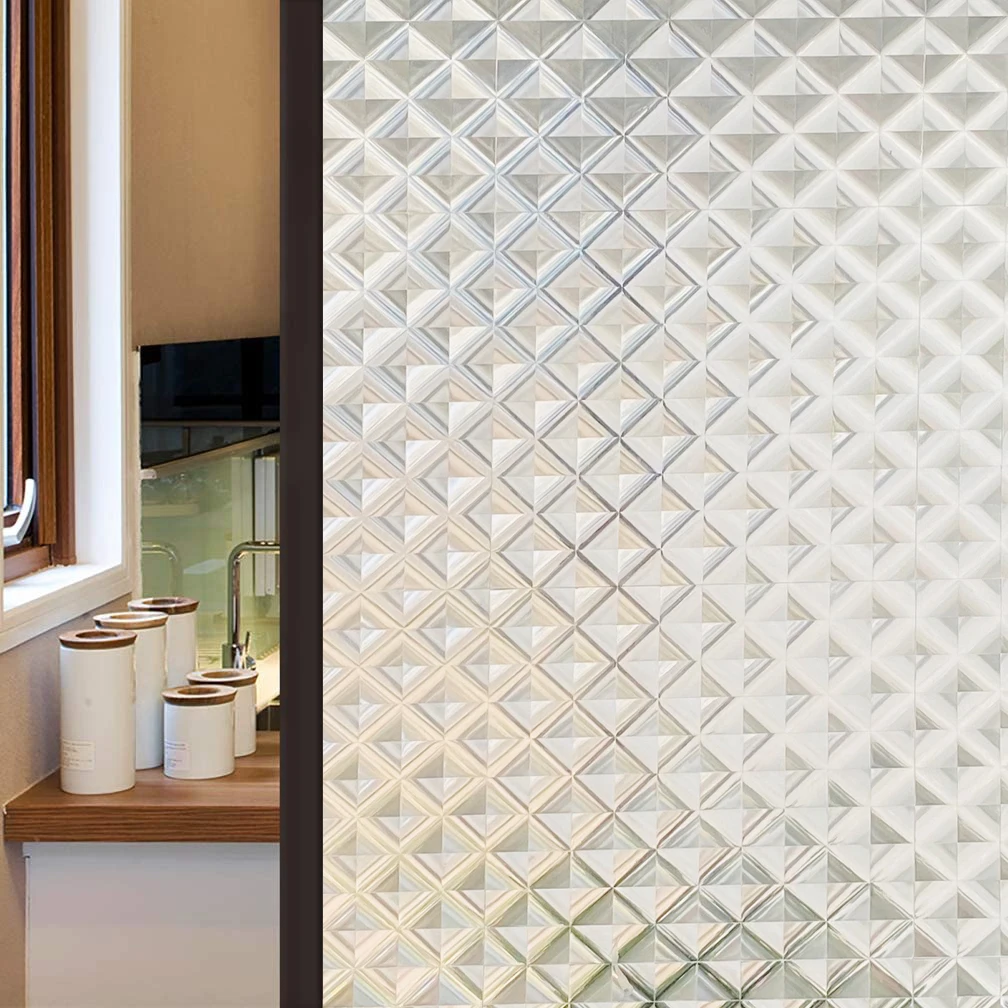 

3D Effect Decorative Window Film Privacy Stained Glass Vinyl Self Adhesive Film Heat Control Window Blackout Sticker for Home