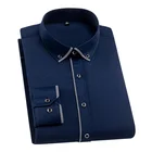 Осень 2020, новые мужские рубашки DAVYDAISY с длинным рукавом, модная однотонная саржевая деловая повседневная мужская рубашка, брендовая приталенная одежда DS268