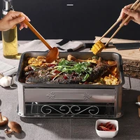 thickened stainless steel rectangular grilled fish stove grilled fish pan seafood wood carbon grilled fish dish shelf