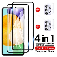 4 in 1 protective glass for samsung galaxy a72 a82 a52 a42 a32 a22 5g tempered camera lens screen protector a12 a02s a21 a51 a71