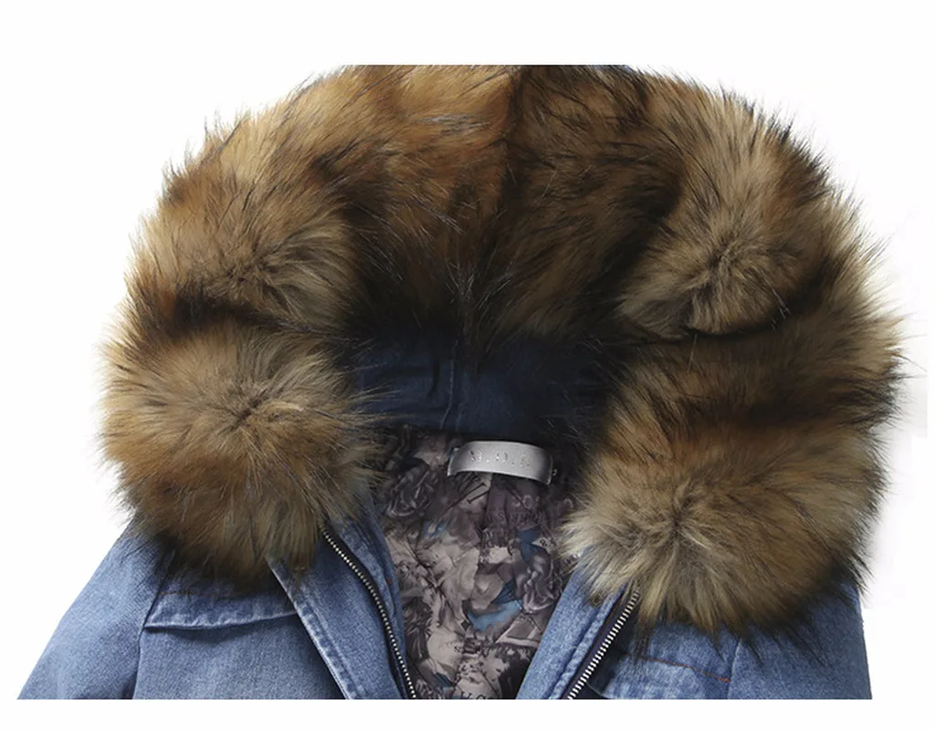 

Jacket Winter Parka Women Mujer Long Coat Thick Cotton Denim Jacket Wadded Overcoat Jean Parkas Casacas Para Mujer KJ769 s