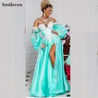 Smileven Вечерние платья из органзы с открытыми плечами с пышными рукавами сексуальное платье для особых случаев без кристаллов вечерние платья