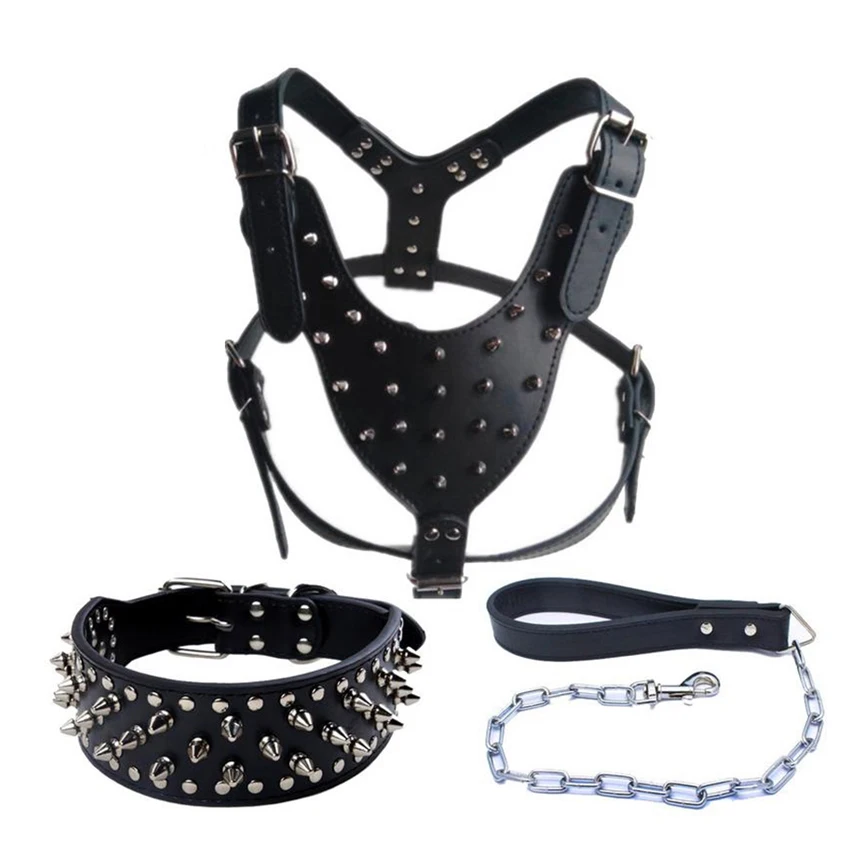 Ошейник для собак жгут больших средних с заклепками из металла домашних животных