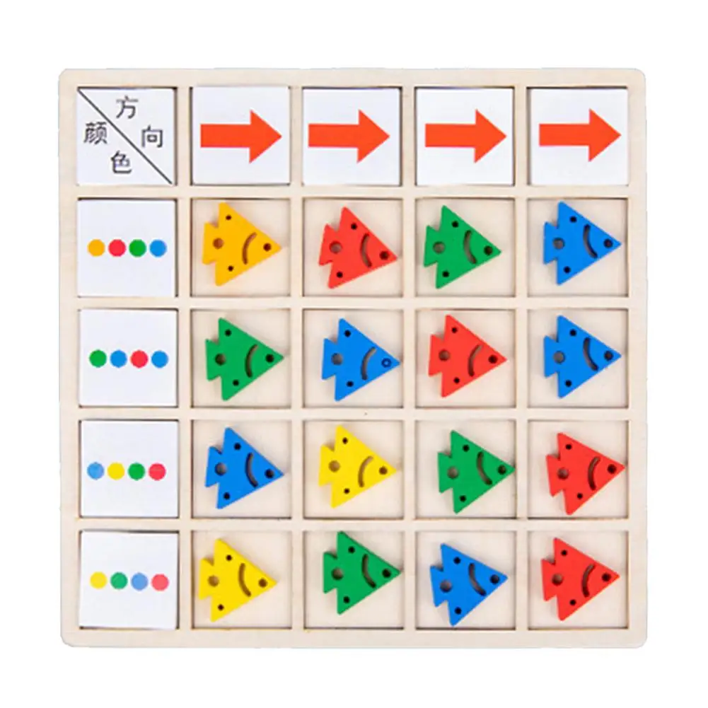 

Children's Wooden Montessori Toys Kids Logical Thinking Training Direction Color Cognition Early Learning Educational Board Game