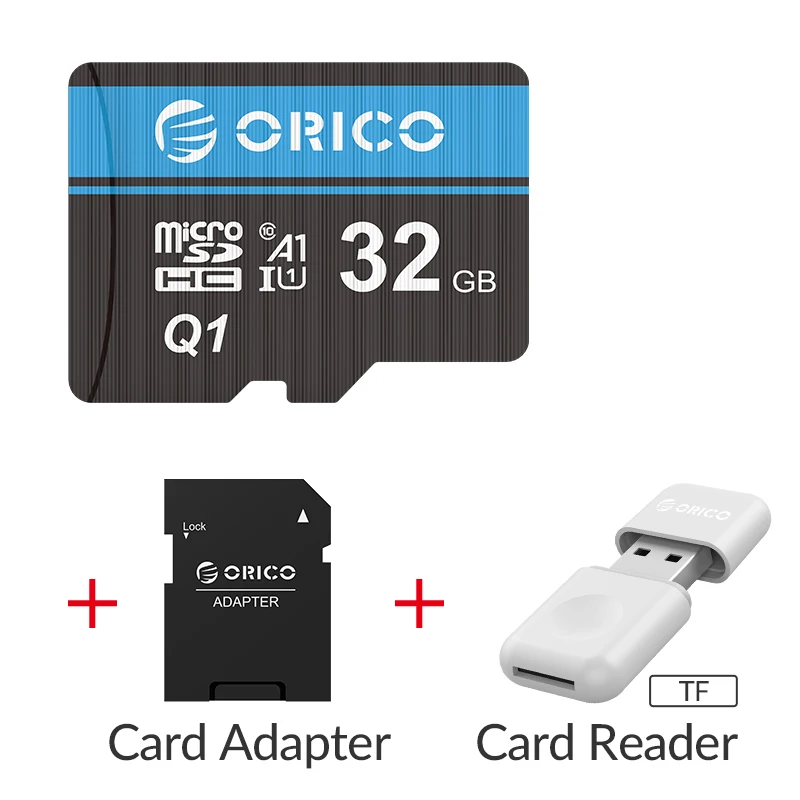 ORICO Mini Memory Micro TF/SD Card 256GB 128GB 64GB 32GB MicroSD Max 80M/s Class10 mini TF card with SD Card Adapter - Емкость: MSQ1-32GB-CRS12