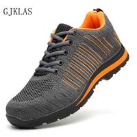 steel toe safety shoes men women breathable mesh industrial construction puncture proof work boots shoes protective footwear