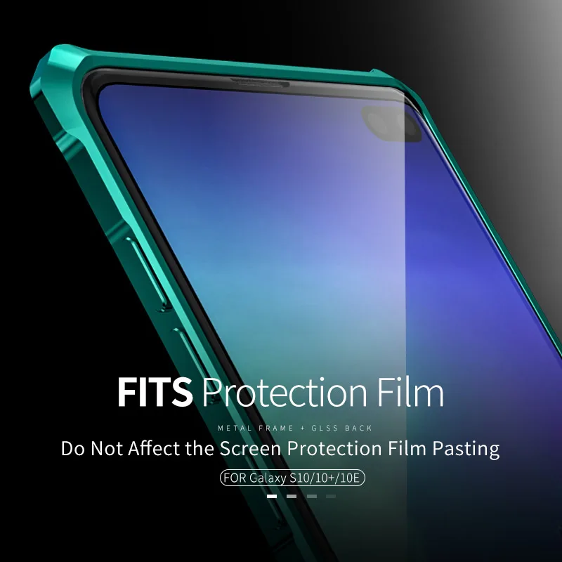 Металлический бампер для Samsung Galaxy S10 чехол с прозрачным стеклом и задней