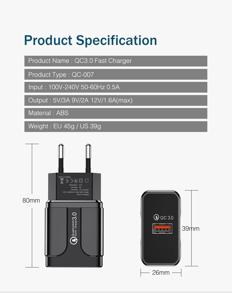 QC 3,0 4,0 USB зарядное устройство для Xiaomi samsung huawei QC3.0 быстрое зарядное устройство Turbo настенное зарядное устройство для мобильного телефона с микрокабелем type-c