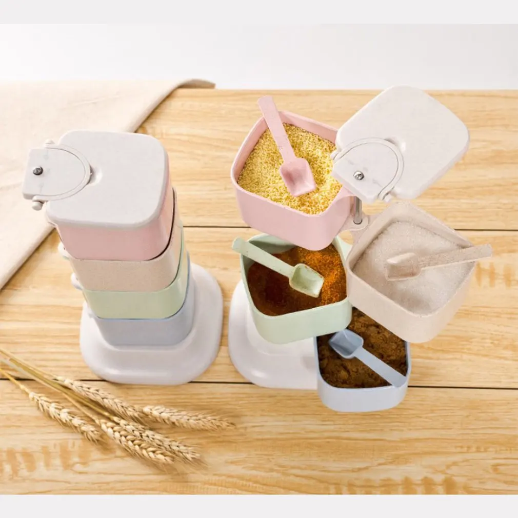 Бытовые 4 слоя съемные кухонные инструменты Пшеничная солома соль емкость для