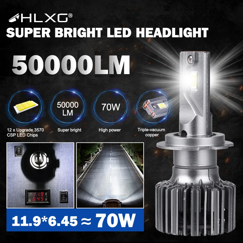 9005 лм H7 LED Canbus H4 9006 HB3 140 HB4 светодиодный ные фары 6000 Вт турбо-трубка H8 H11 H9 лампа K