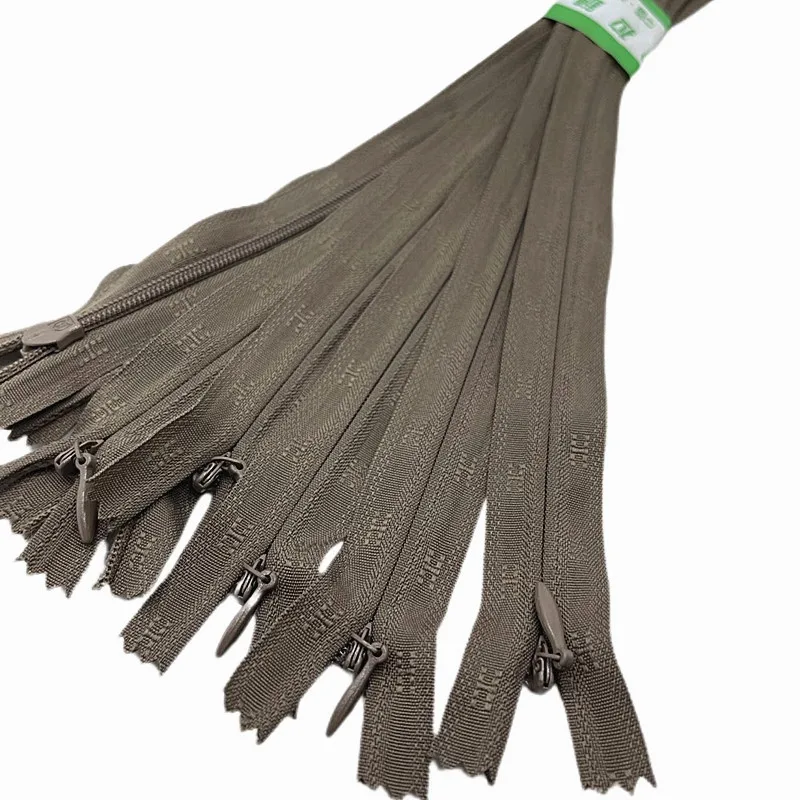 

15pcs/Pack 3# Total Length 28cm Coffee Color Invisible Zippers Nylon Coil Zipper Tailor For Handcraft Sewing Cloth Accessorie
