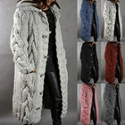 Новинка 2020, женские вязаные свитера, кардиган, зимний плотный теплый длинный кардиган с капюшоном, Женский винтажный свитер с длинным рукавом, верхняя одежда, пальто
