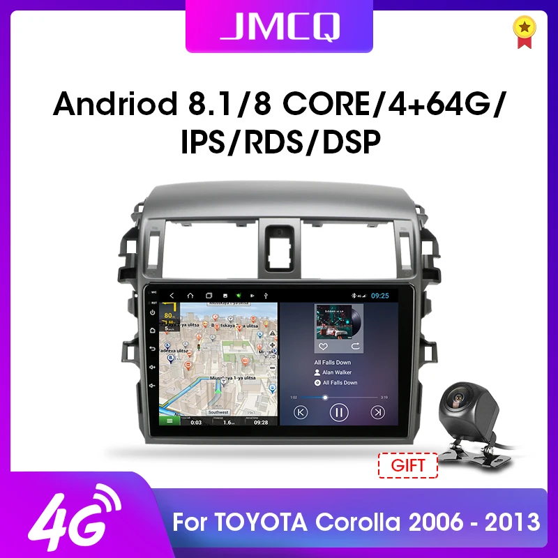 Автомагнитола JMCQ 2 DIN + 32 ГБ Android 4G мультимедийный проигрыватель для Toyota Corolla E140/150